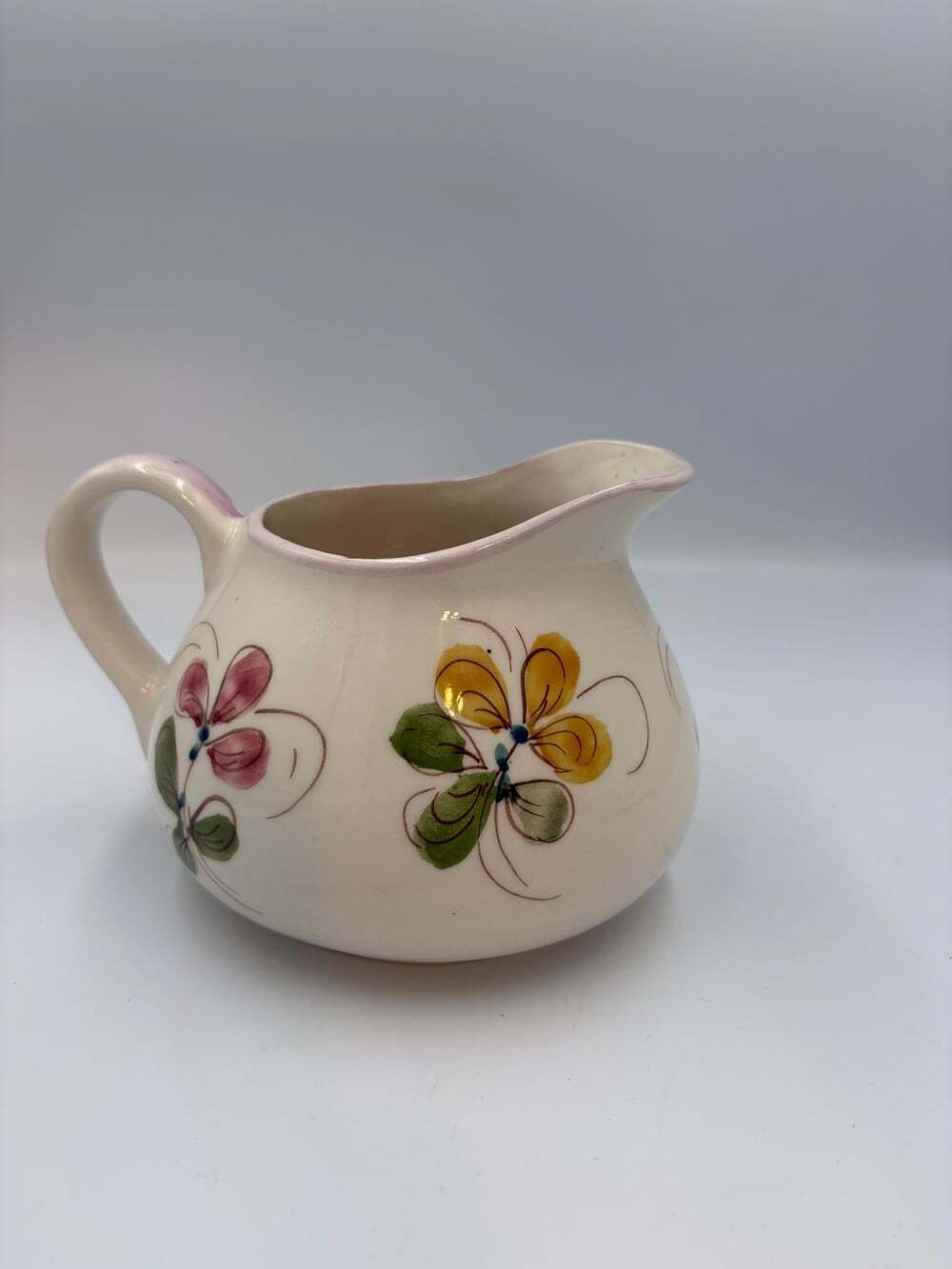 Vintage Hand Painted Portugal Creamer Pitcher | Small Floral Ceramic Milk Jug |